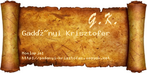 Gadányi Krisztofer névjegykártya